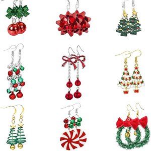 Joysy 9 Pairs Christmas Earrings Dangle Assorted